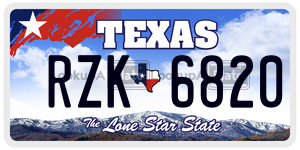 RZK6820 license plate in Texas