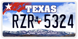 RZR5324 license plate in Texas