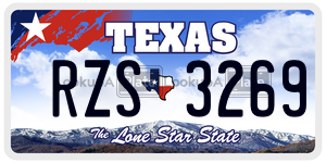 RZS3269 license plate in Texas