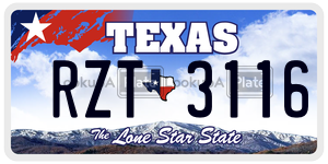RZT3116  license plate in TX