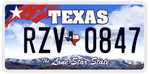 RZV0847 license plate in Texas