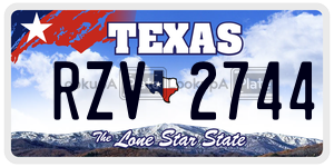 RZV2744 license plate in Texas