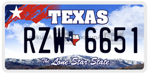 RZW6651 license plate in Texas