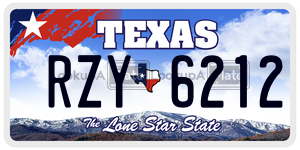 RZY6212 license plate in Texas