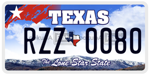 RZZ0080 license plate in Texas