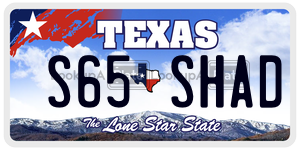 S65SHAD license plate in Texas