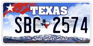 SBC2574  license plate in TX