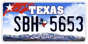SBH5653 license plate in Texas