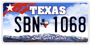 SBN1068 license plate in Texas