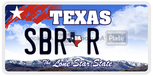 SBRR  license plate in TX