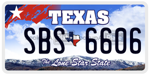 SBS6606 license plate in Texas
