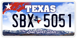 SBX5051 license plate in Texas