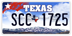 SCC1725 license plate in Texas