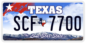 SCF7700 license plate in Texas
