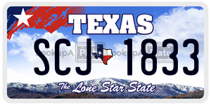 SCJ1833 license plate in Texas