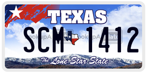 SCM1412 license plate in Texas