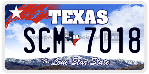 SCM7018 license plate in Texas