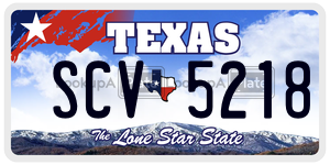 SCV5218 license plate in Texas