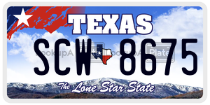 SCW8675 license plate in Texas