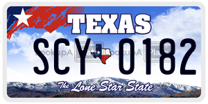 SCY0182  license plate in TX