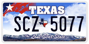 SCZ5077 license plate in Texas