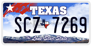 SCZ7269 license plate in Texas