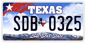 SDB0325 license plate in Texas