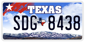SDG8438  license plate in TX