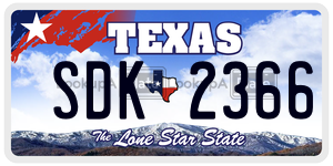 SDK2366  license plate in TX