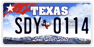 SDY0114 license plate in Texas
