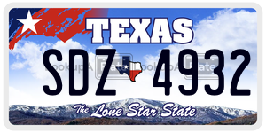 SDZ4932 license plate in Texas