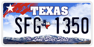 SFG1350 license plate in Texas