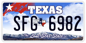 SFG6982  license plate in TX