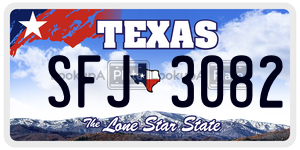 SFJ3082 license plate in Texas