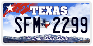SFM2299 license plate in Texas