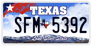 SFM5392 license plate in Texas