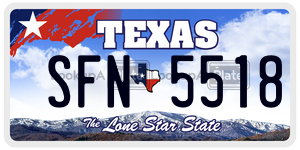 SFN5518 license plate in Texas