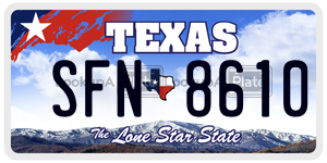 SFN8610 license plate in Texas