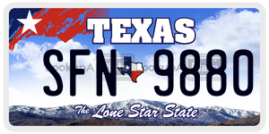 SFN9880 license plate in Texas