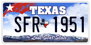SFR1951 license plate in Texas