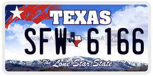 SFW6166 license plate in Texas
