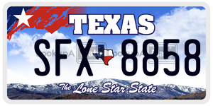 SFX8858 license plate in Texas