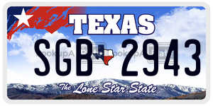 SGB2943 license plate in Texas