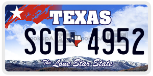 SGD4952 license plate in Texas