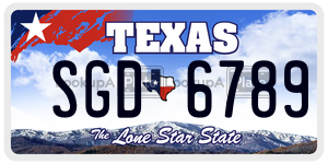 SGD6789 license plate in Texas