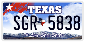 SGR5838 license plate in Texas