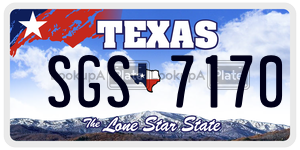 SGS7170 license plate in Texas