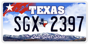 SGX2397 license plate in Texas