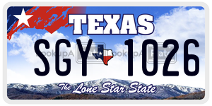 SGY1026 license plate in Texas