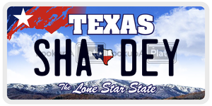 SHADEY license plate in Texas